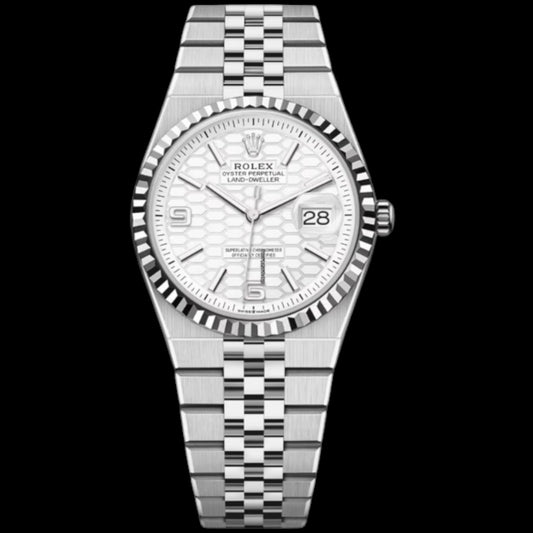 Rolex Land-Dweller White Honeycomb Dial Jubilee Bracelet | Ref. 127334