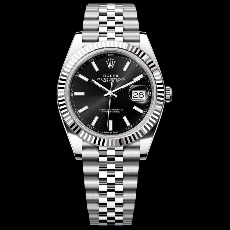 Rolex Datejust 41 Black Dial Fluted Bezel Jubilee Bracelet | Ref. 126334