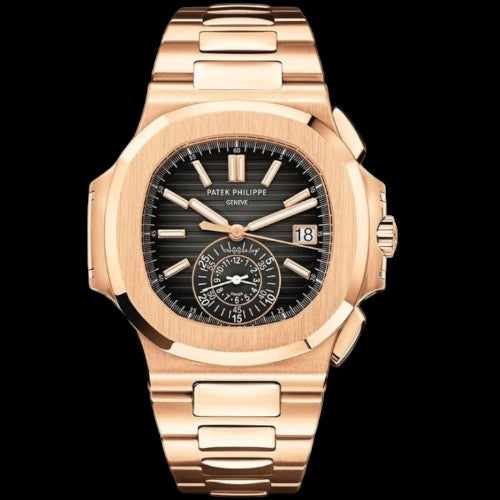 Patek Philippe Nautilus Chronograph Rose Gold Black Dial Bracelet | Ref. 5980/1R-001